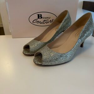 Silver Peep-Toe Browns Couture Women's Shoes